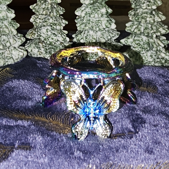 3.5 cm diameter, 50g metal rainbow aura Butterfly holder, holds large spheres - Picture 6 of 13